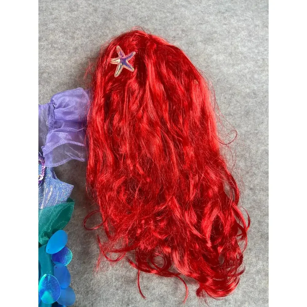 Disney Ariel The Little Mermaid Costume with Red Wig Complete Set Small 4-6